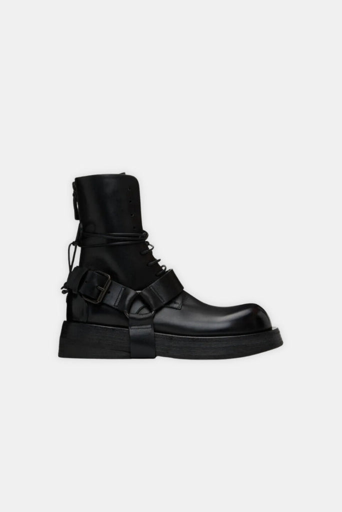 Black Fabric High Boots