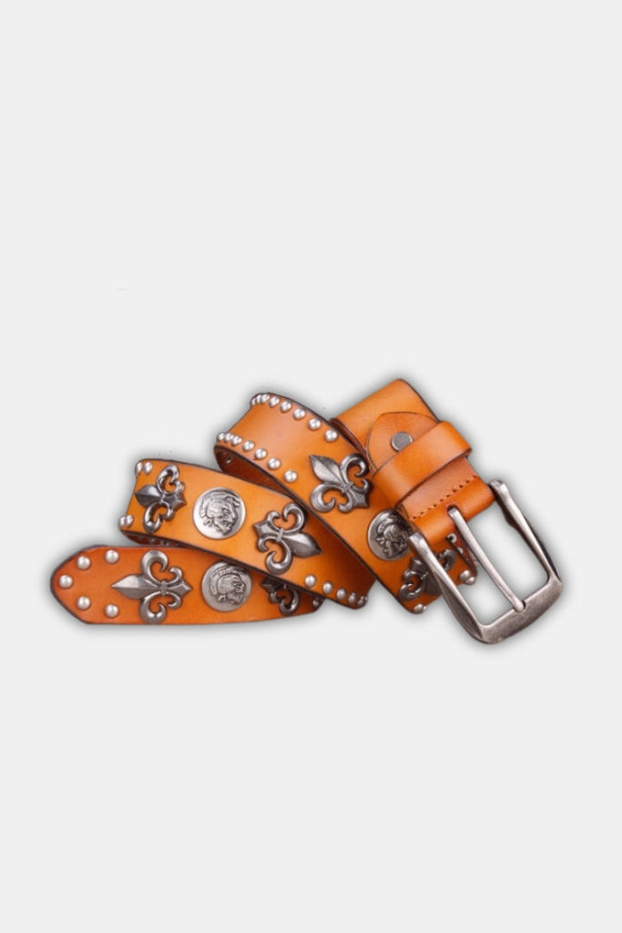 Piero Leather Belt With Florentine Detailing